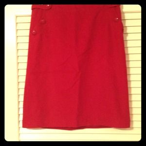 J. Crew red wool pencil skirt with buttons