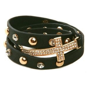 NEW!!!Fashion gold and black cross bracelet