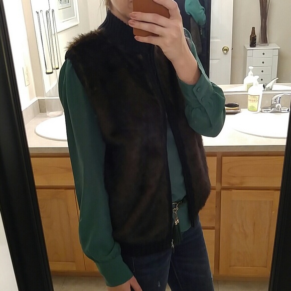 Faux mink fur marisa zip up vest - Picture 1 of 4