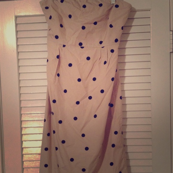 Strapless j crew polka dot dress