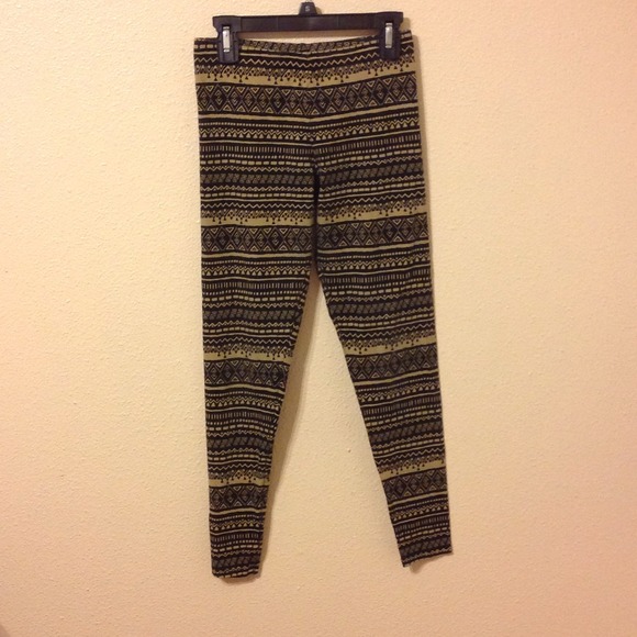 Tan and black tribal leggings