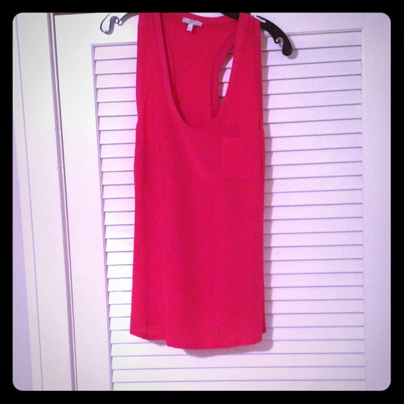 Joie Hot pink racer back silk top