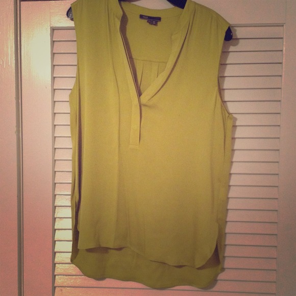 Chartreuse silk Vince top