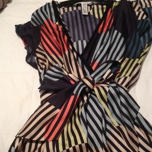 DVF striped silk top