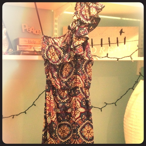 Purple and blue printed dress