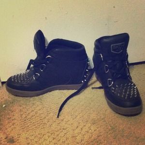 Spiked Black Hightop Shoes