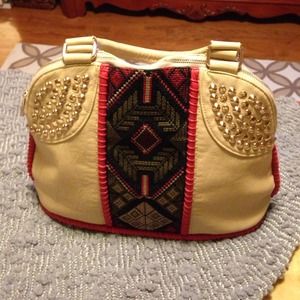 🌟REDUCED Lionel studded tribal woven cream purse