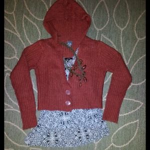 Rust Color Crop Hooded Cardigan