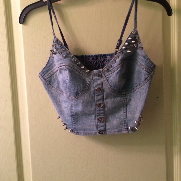 Denim bustier with spikes