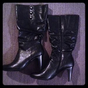 Black leather boots