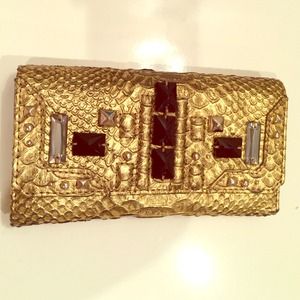 Juicy Couture Gold Foil Python wallet with stones