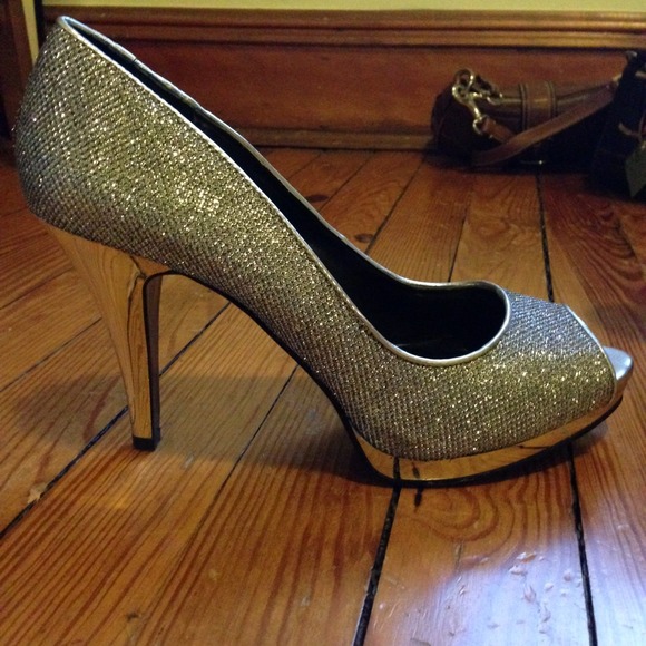 Nine West silver sparkly heels