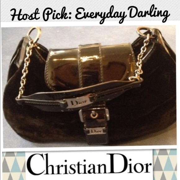 Christian Dior black velvet bag. EUC w/ card