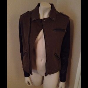 BYCORPUS Denim Jacket w/ faux leather sleeves