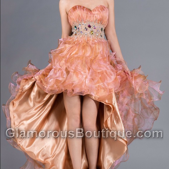 Cinderella Design Strapless Hi Low Prom Dress