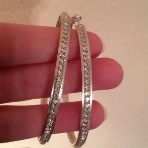 Silver rhinestone hoops
