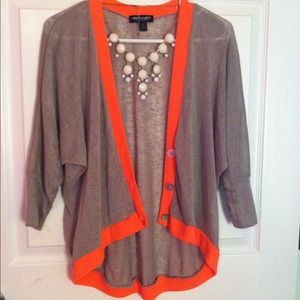 Gray and coral cardigan