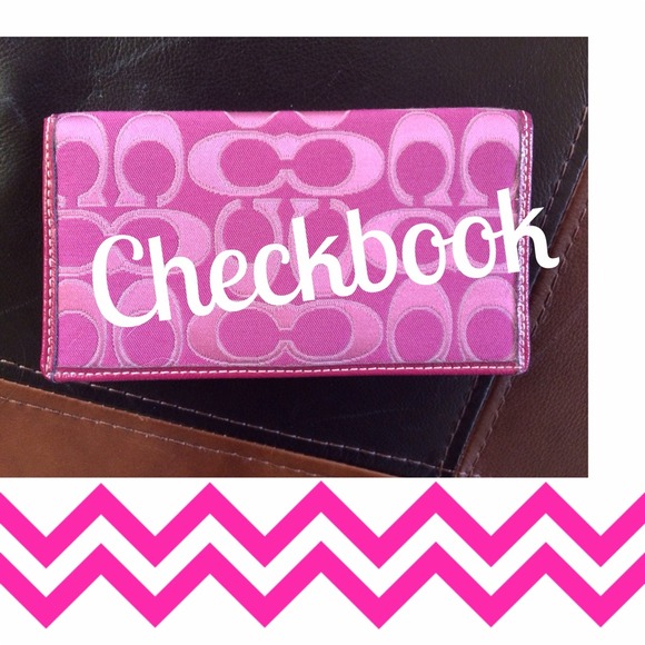 Coach pink signature checkbook cover like new