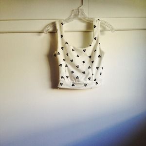Black and White Floral Crop Top