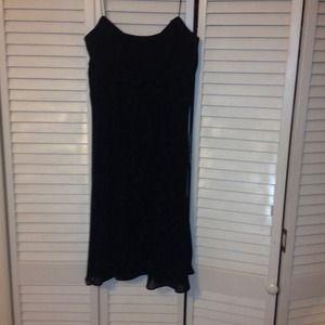 Spaghetti strap black dress.