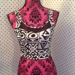 Small black and white crop bustier.