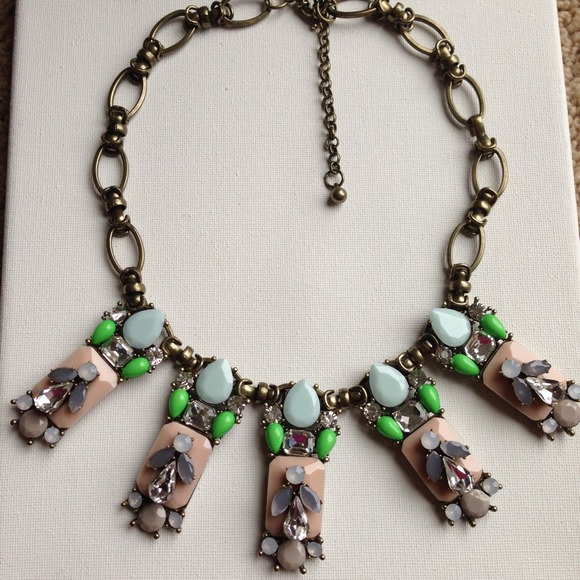 Nude, mint & neon green crystals statement
