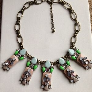 Nude, mint & neon green crystals statement