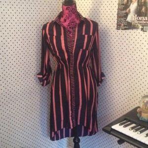 Pink and navy blue high low dress