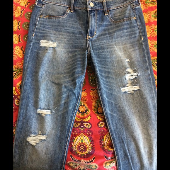 A&F Mid Rise Super Skinny Ankle Jeans