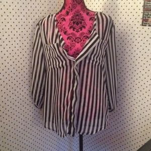 Black and white stripes sheer top