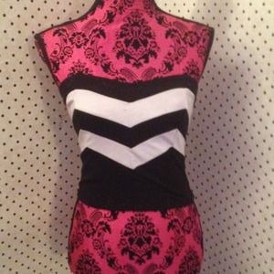 Black and white crop bustier