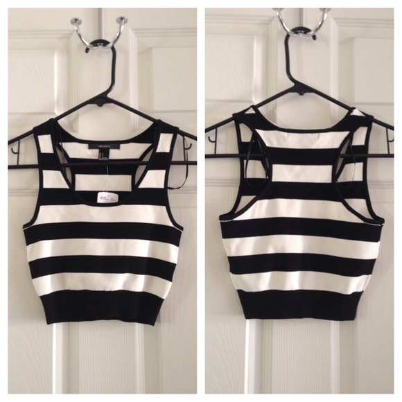 Forever 21 Tops - Striped Sweater Crop Top