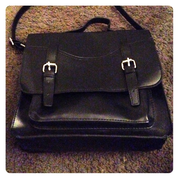 Black leather satchel
