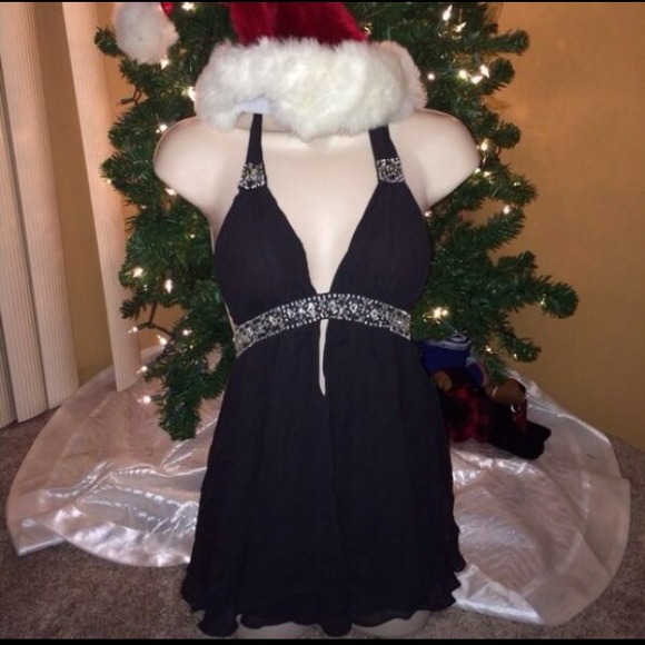 Victoria's Secret Black Beaded  Bling Lingerie