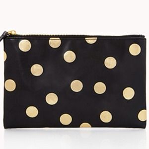 🚫SOLD in bundle🚫Metallic Gold Polka Dot Cosmetic
