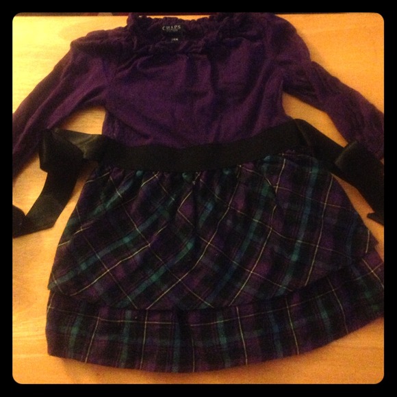Chaps purple plaid dress