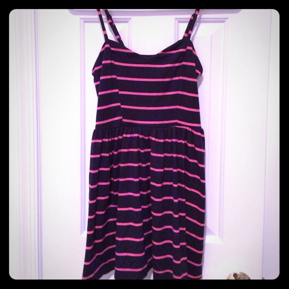 Navy blue/pink pin stripe mini