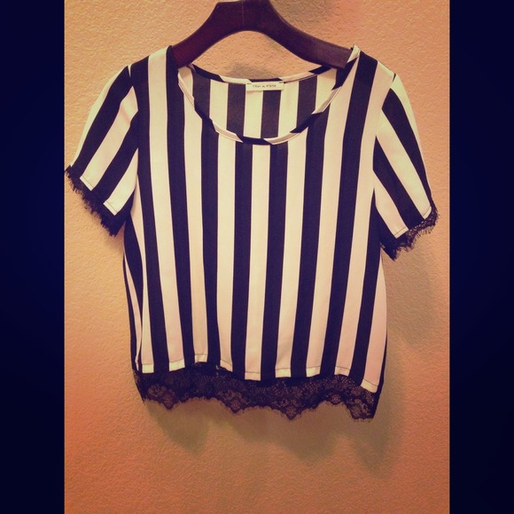 Black and White Striped Top