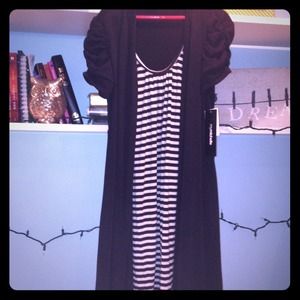 Black and white striped dress