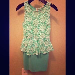 Aqua And Ivory Lace Dress