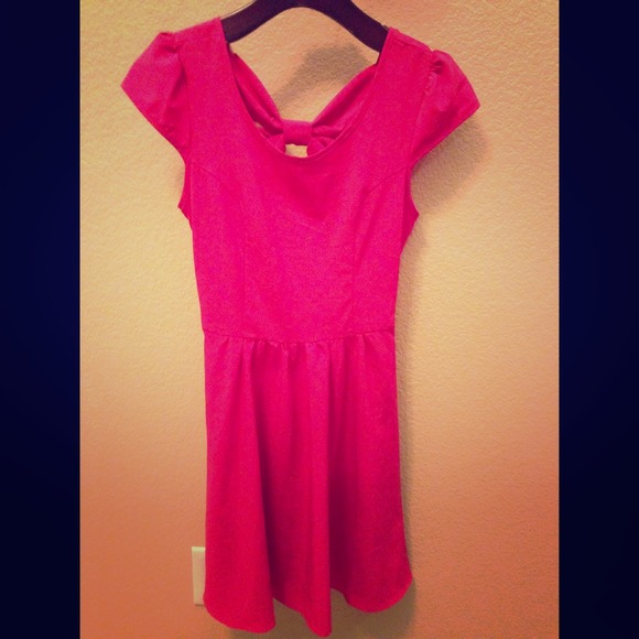 Hot Pink Dress with bow on back