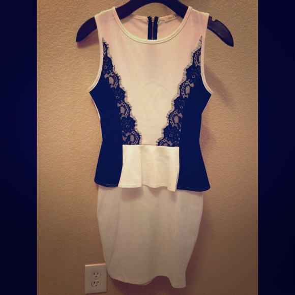 White with Black Lace dress