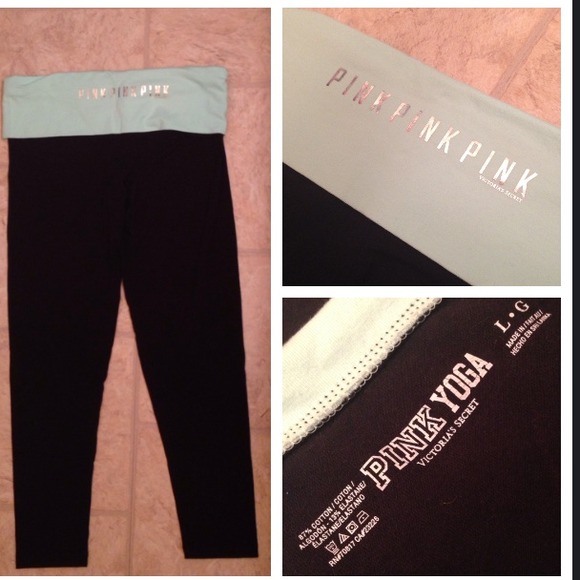 Victoria's Secret Pants - VS PINK yoga legging reg length baby blue band