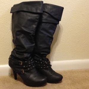 Black knee high boots