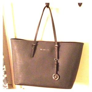 Michael Kors leather, extra large, RARE grey tote!