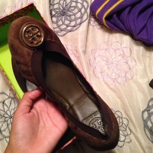 Tory Burch "caroline 2" flat mocha brown