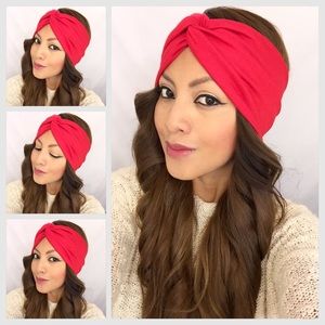 Turban headband in Strawberry Red