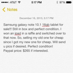 💢sold💢 Samsung Galaxy note 10.1 tablet white