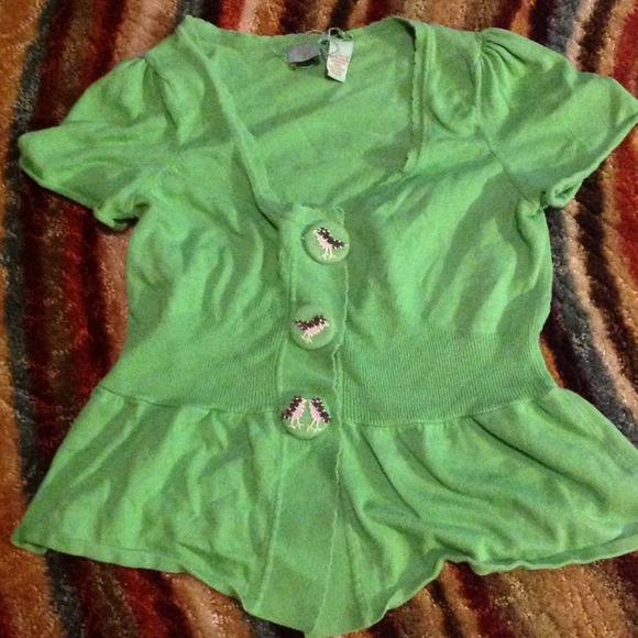 Green Anthropologie cardigan