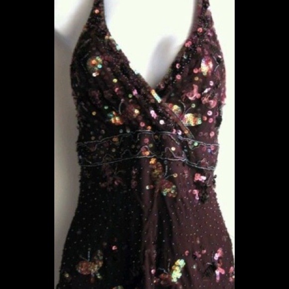 BEBE Burgundy Butterfly Criss Cross Strap Top